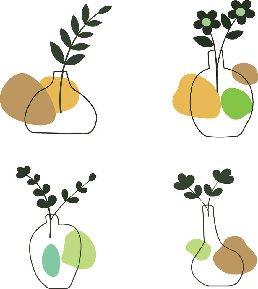 estético línea Arte botánica ollas. moderno Arte estético floreros y en conserva plantas interminable antecedentes. elegante clásico vector, paño, ilustración diseño. vector