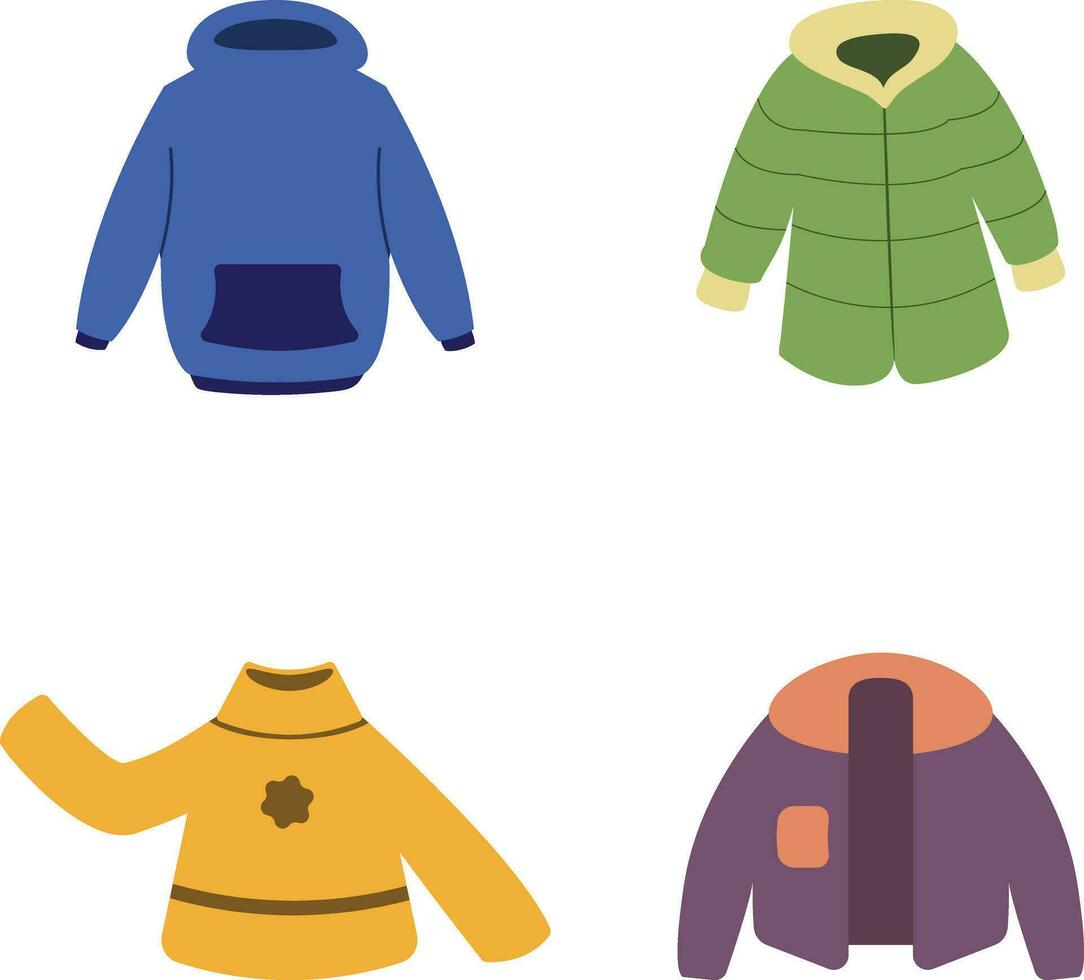 Winter Jacket isolated on white background. Collection of cold weather