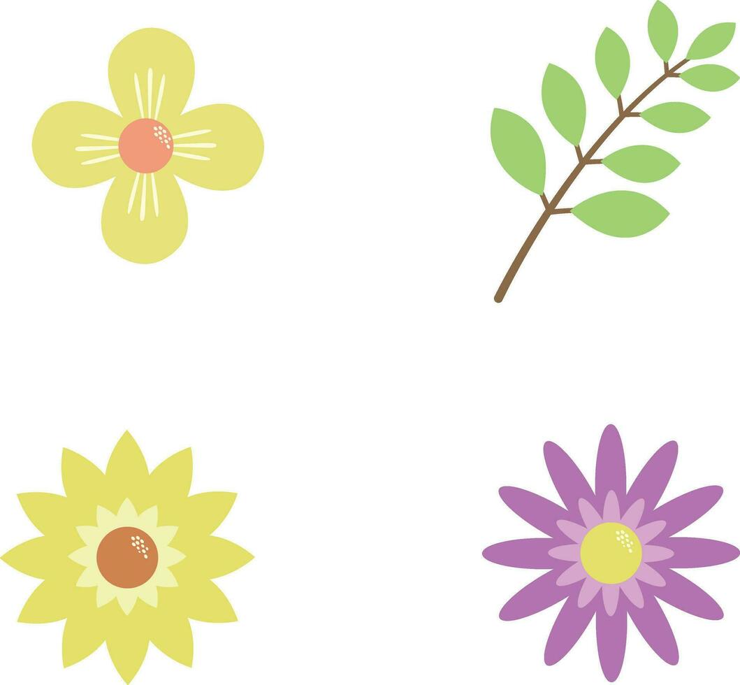 Leaf And Flower Nature Plant. Green plant leaf, floral natural leaves isolated vector set Pro Vector