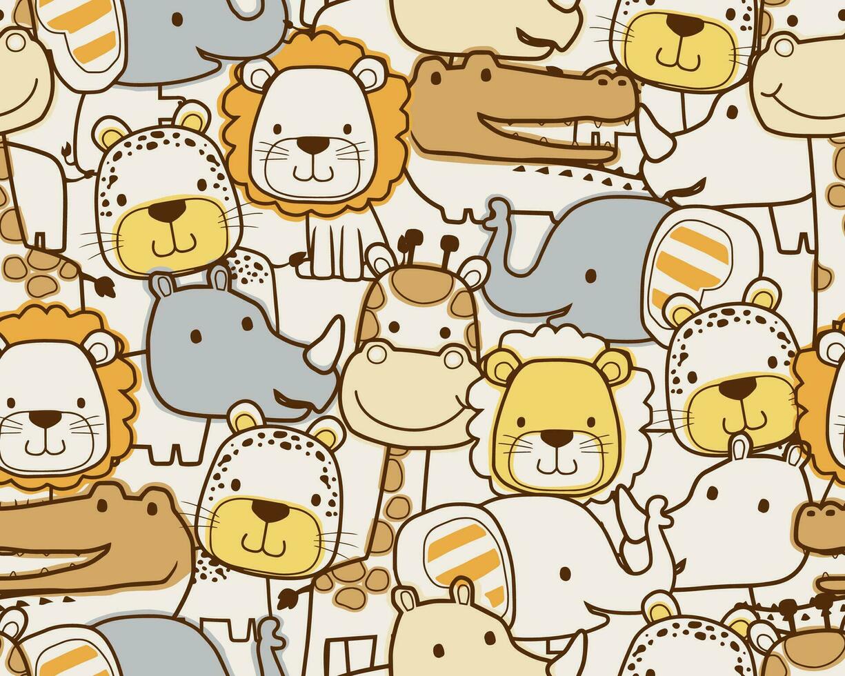 seamless pattern vector of funny animals cartoon