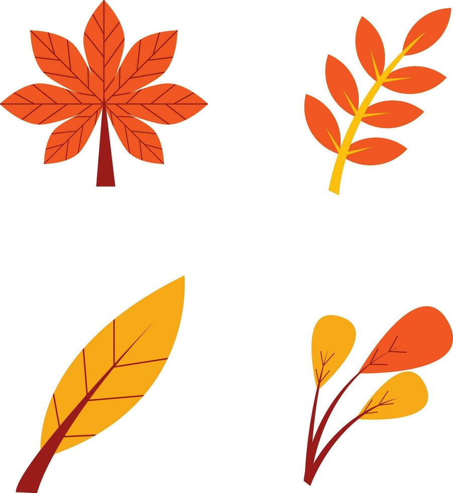 Autumn leaves set illustration. simple cartoon flat style, vector illustration