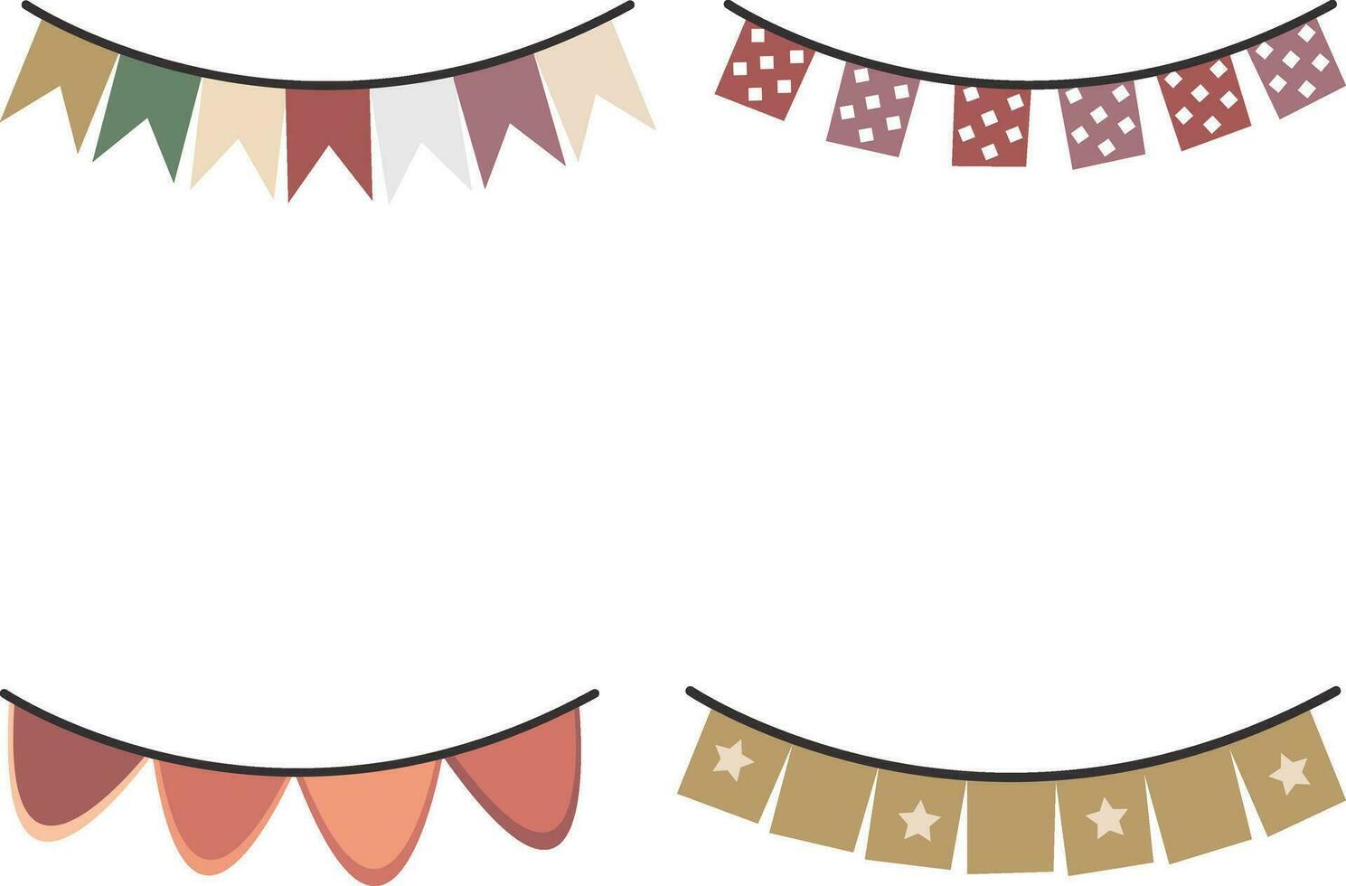 Flag Birthday Party. Decoration colorful party flag for birthday celebration, festival and fair decoration. Vector illustration