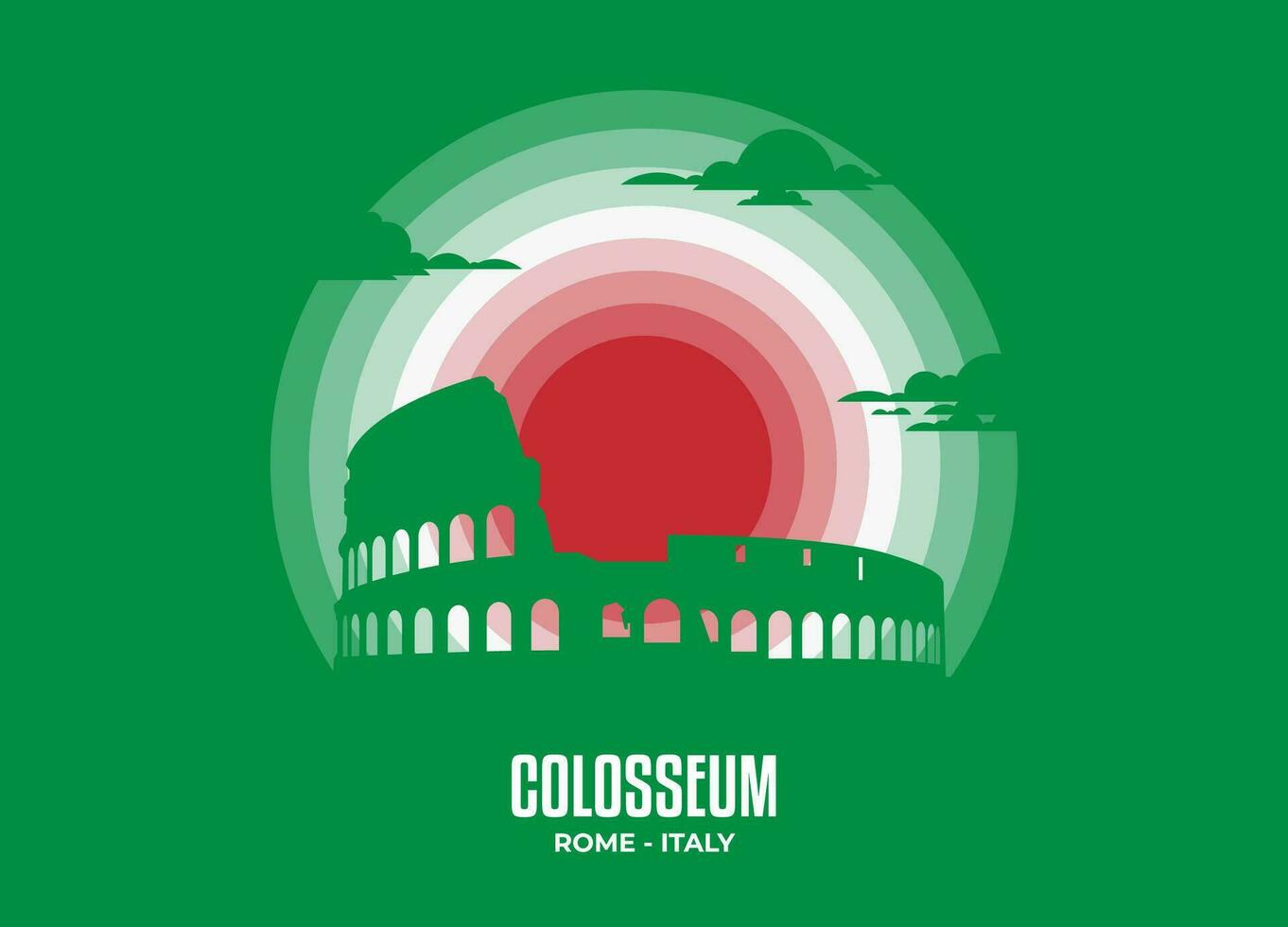 coliseo vector. luz de la luna ilustración de famoso histórico estatua y arquitectura en unido Reino. color tono establecido en bandera. vector eps 10