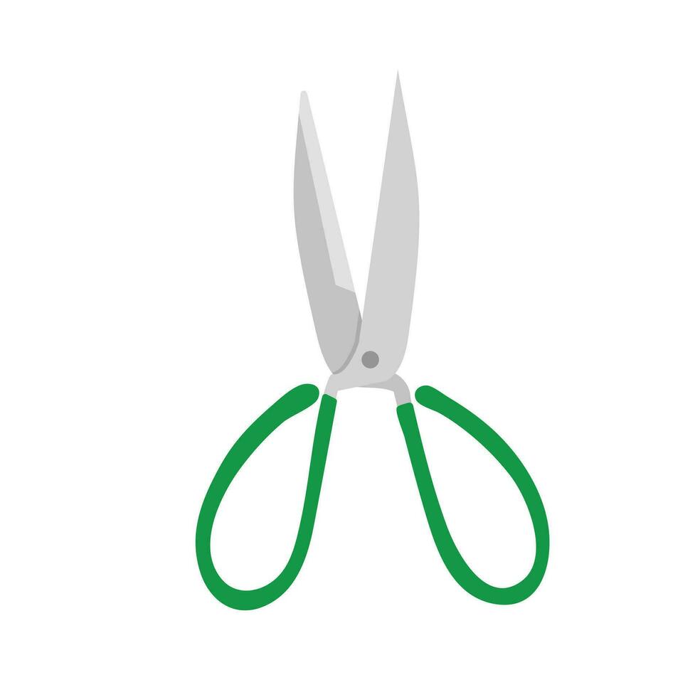 Open scissors cartoon vector illustration isolated on white background. Tool for cutting, handmade and needlework. Flat vector.