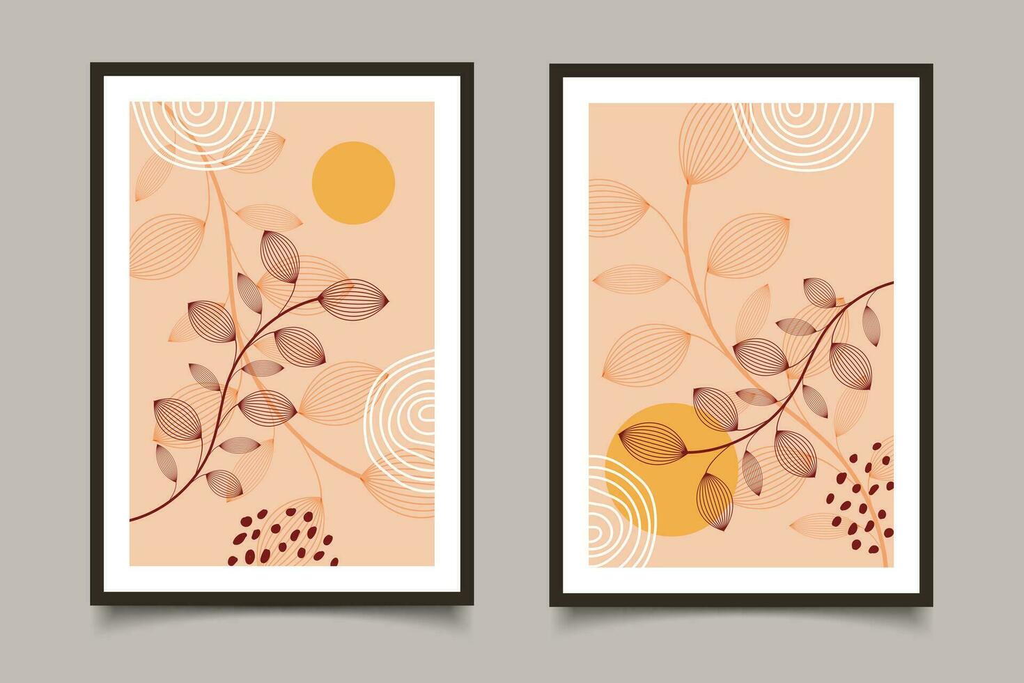 Abstract botanical minimalist wall art collection vector