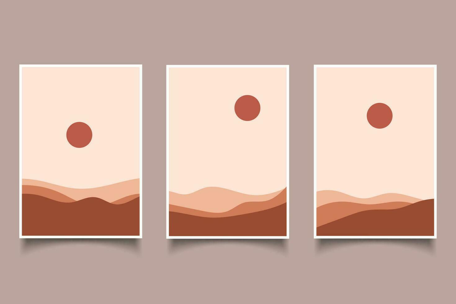 resumen estético boho contemporáneo moderno paisaje pared Arte decoración vector