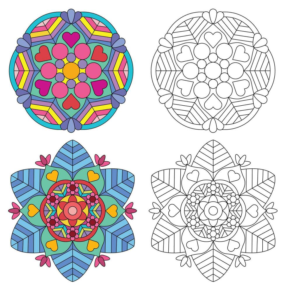 mandala flor 2 estilo colorante para adultos imagen para relativo terapia. Clásico decorativo elementos. oriental modelo vector