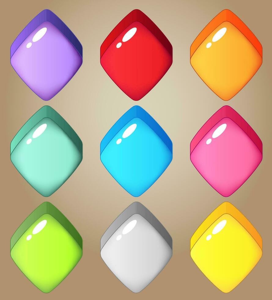 Cute colorful candy diamond shape for puzzle game. 2d asset for user interface GUI in mobile application game. vector