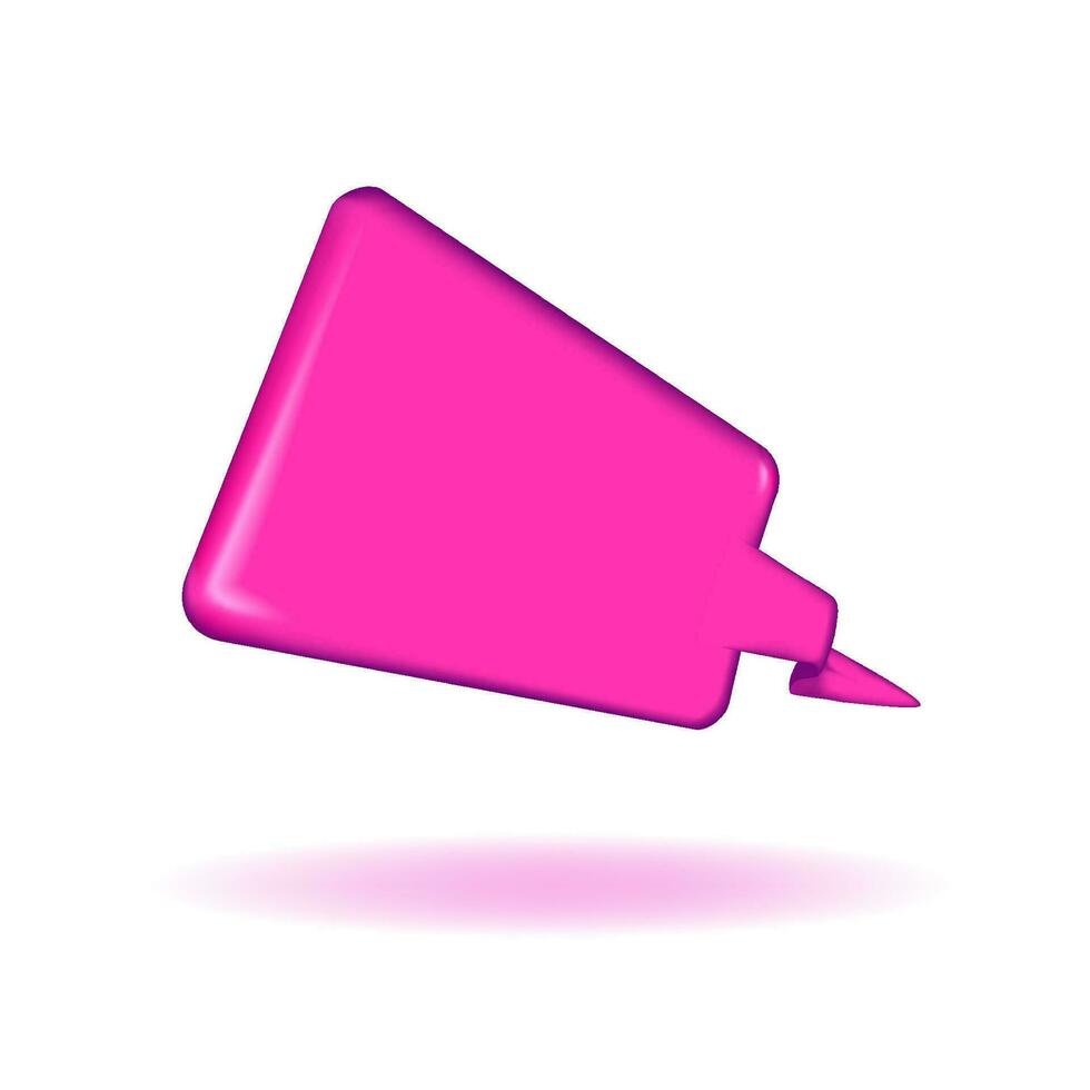 3D neon pink y2k speech bubble rectangle vector