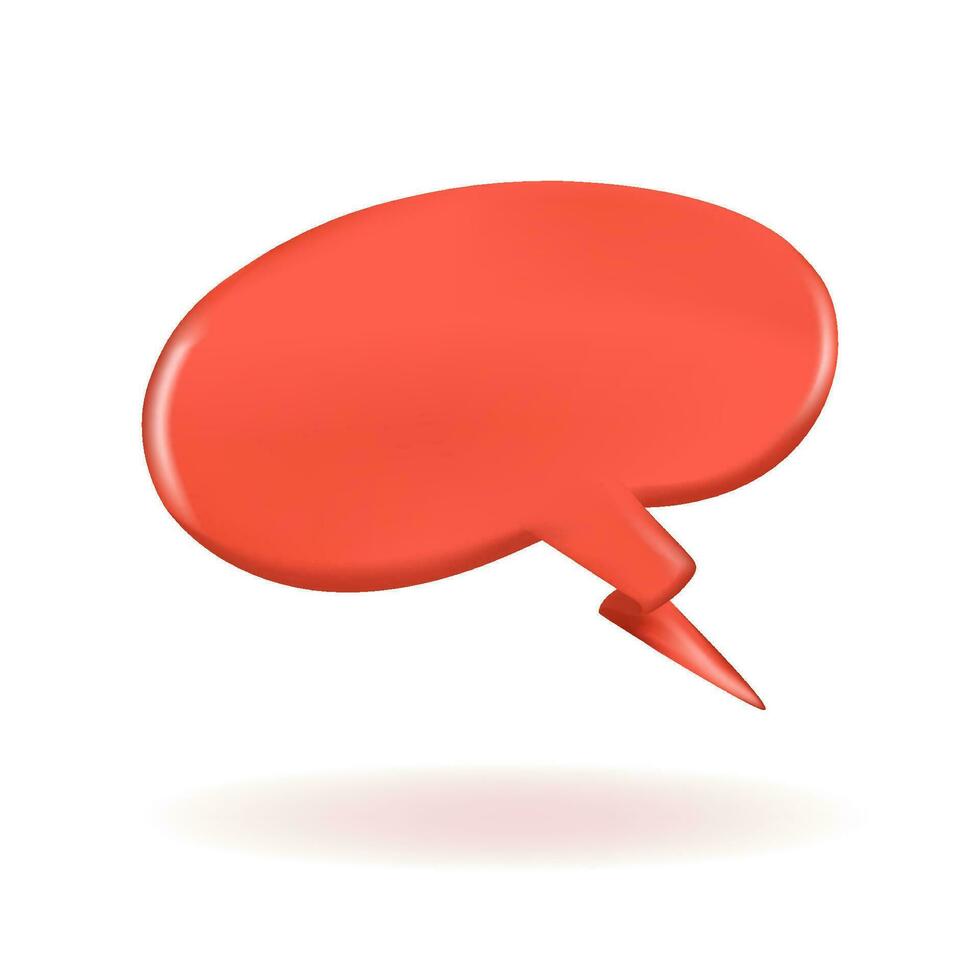 3D render glossy red retro speech bubble vector