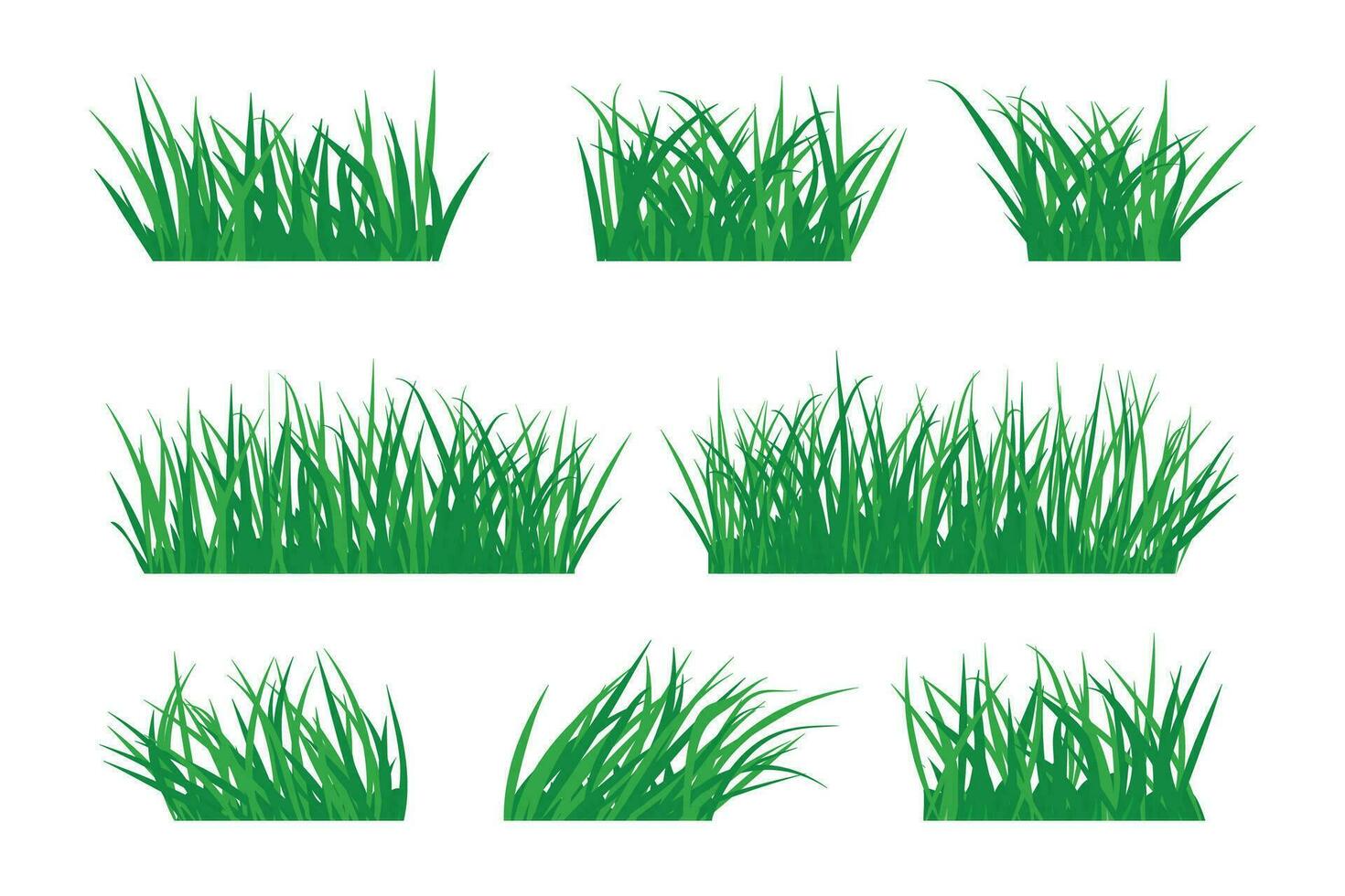 Cartoon grass design set, bunches various sizes vector