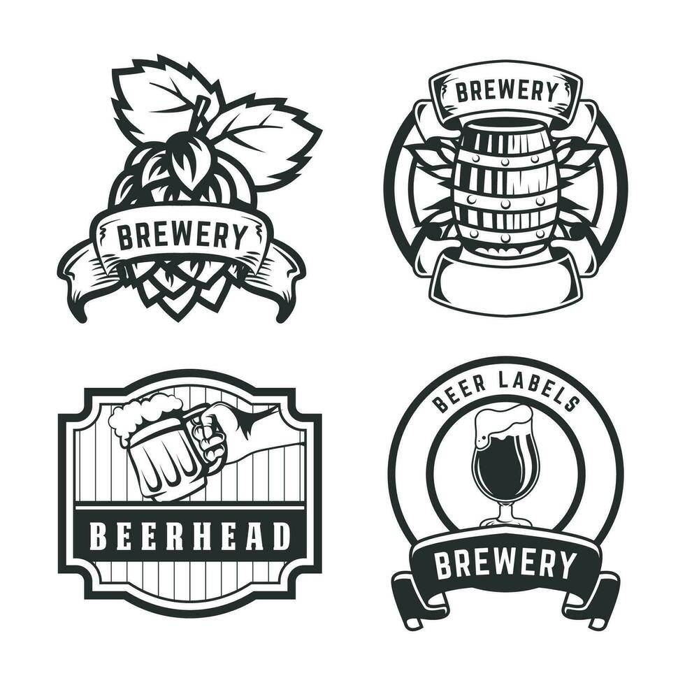 conjunto de retro cerveza logo diseño. fabricación de cerveza logo diseño ilustración vector. vector
