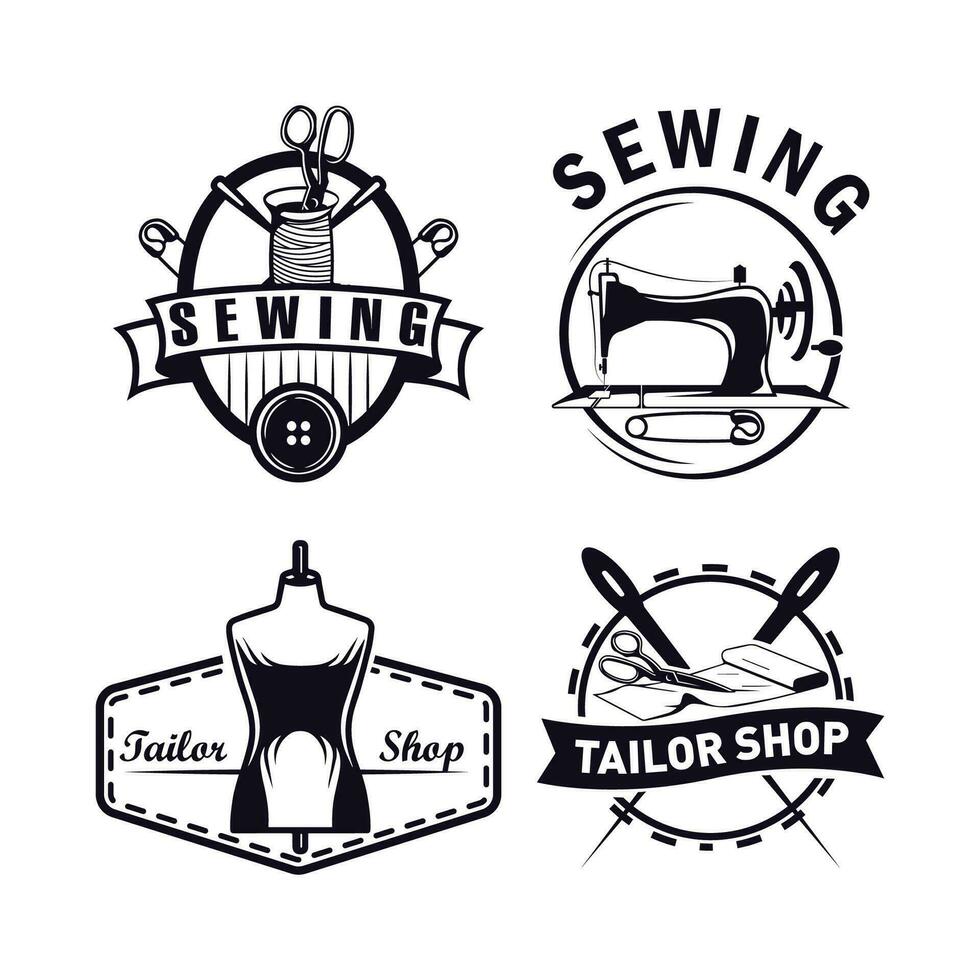 de coser logo modelo. retro Sastre logo manojo. vector