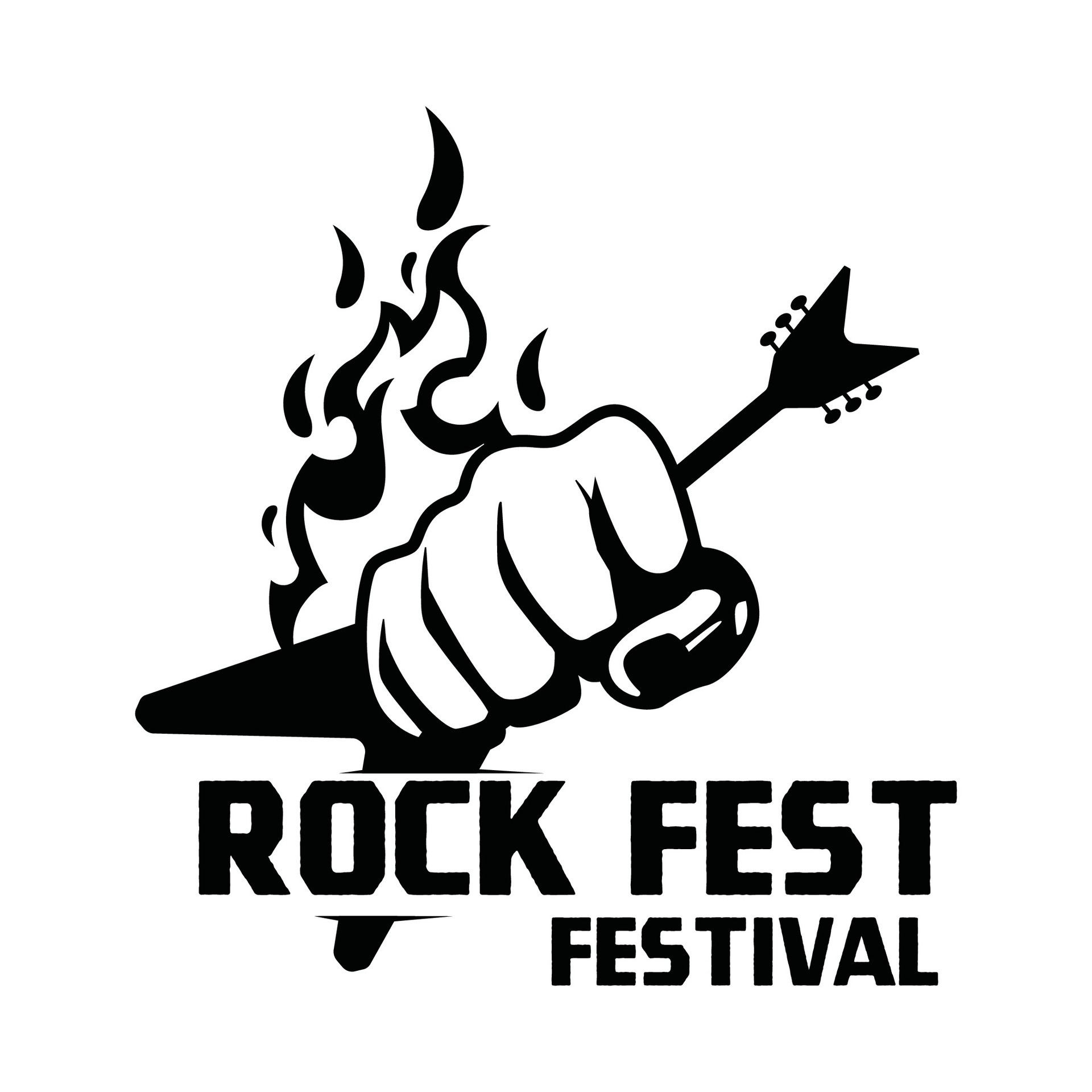 Rock n' Roll logo silhouette. Rock festival logo vector illustration ...