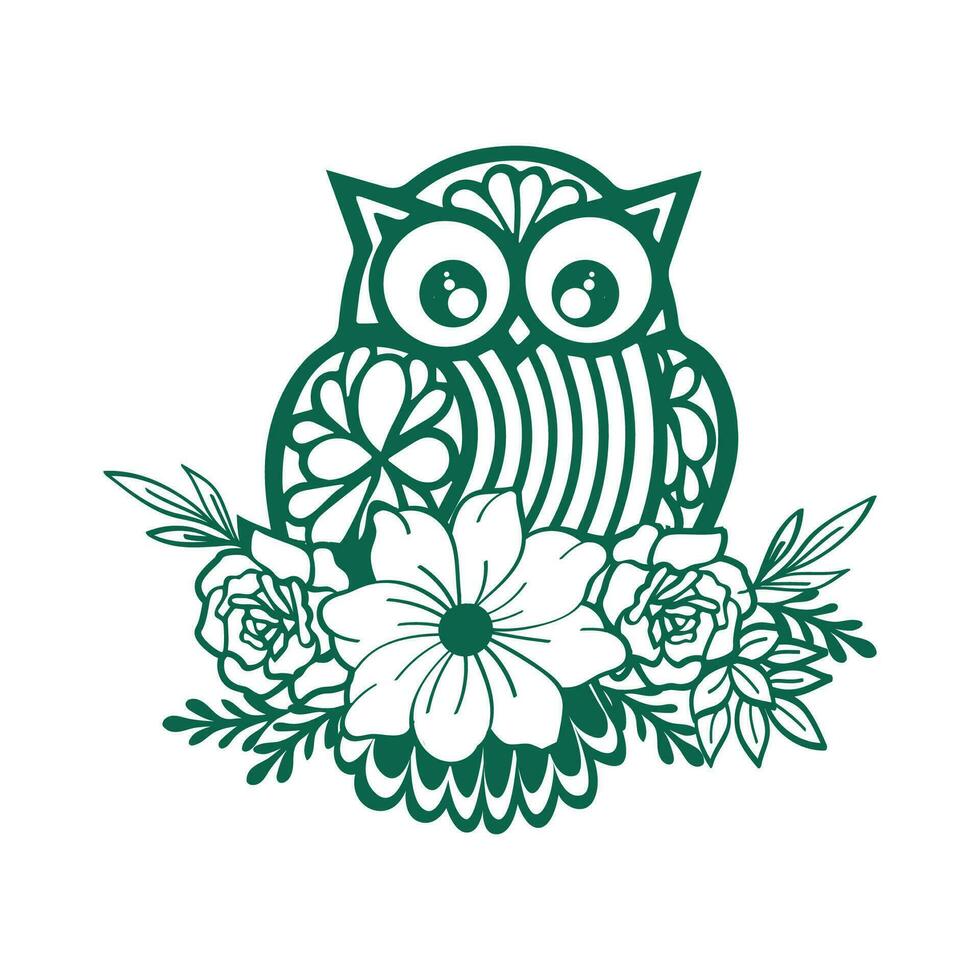 Minimalist owl with wildflower vector template. Wisdom owl logo design concept.