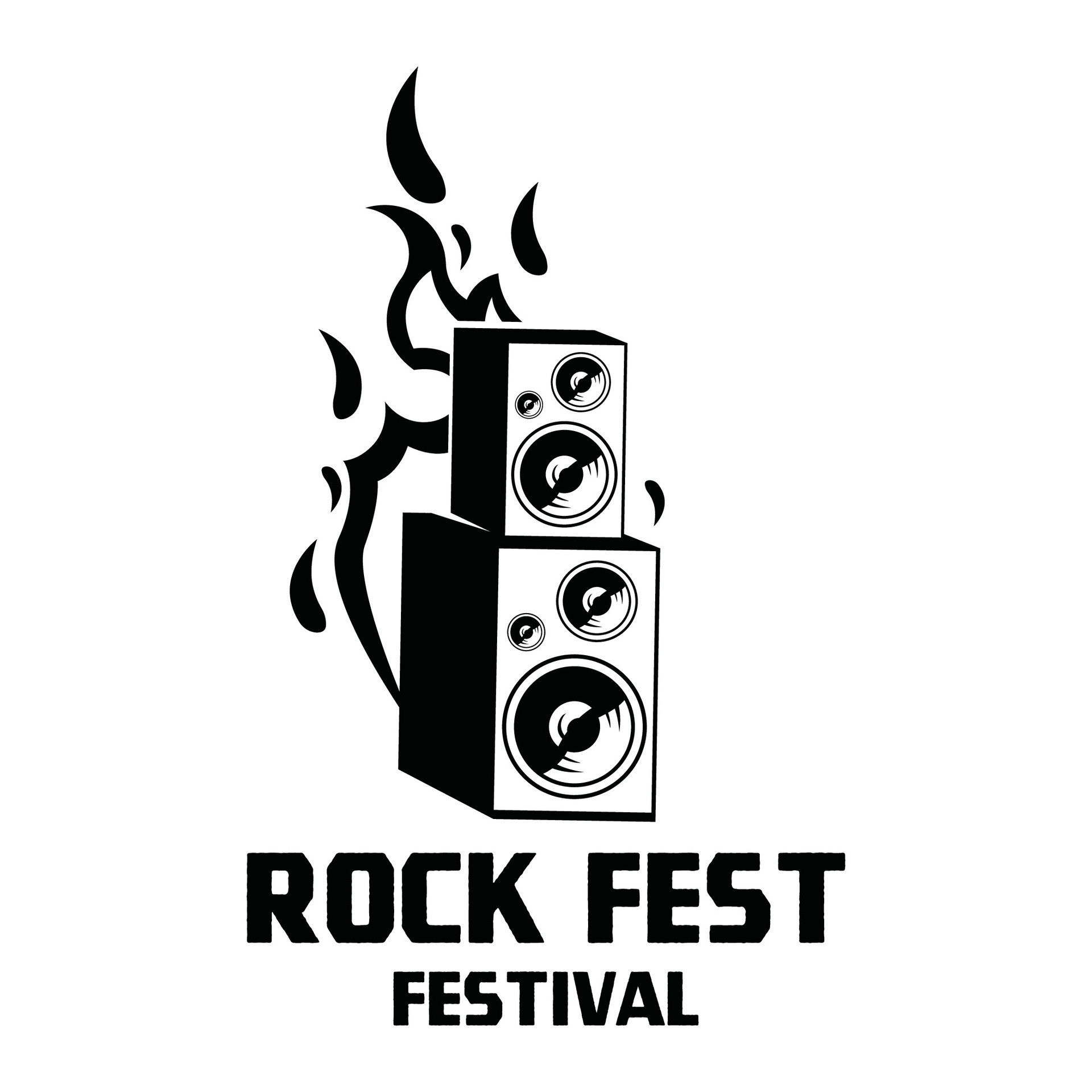 Rock n' Roll logo silhouette. Rock festival logo vector illustration ...