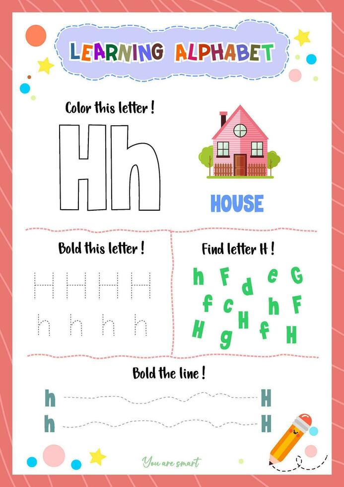 Learning alphabet with tracing finding and coloring letters for kids vector