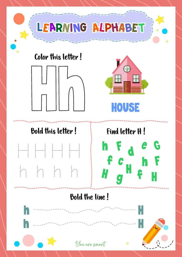 Learning alphabet with tracing finding and coloring letters for kids vector