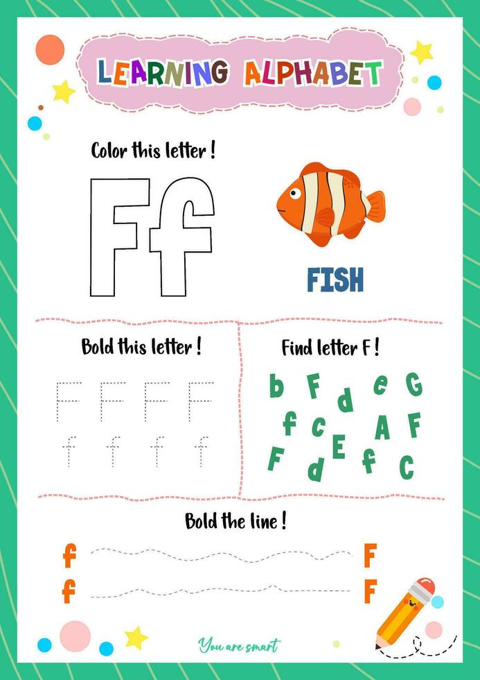 Learning alphabet with tracing finding and coloring letters for kids vector