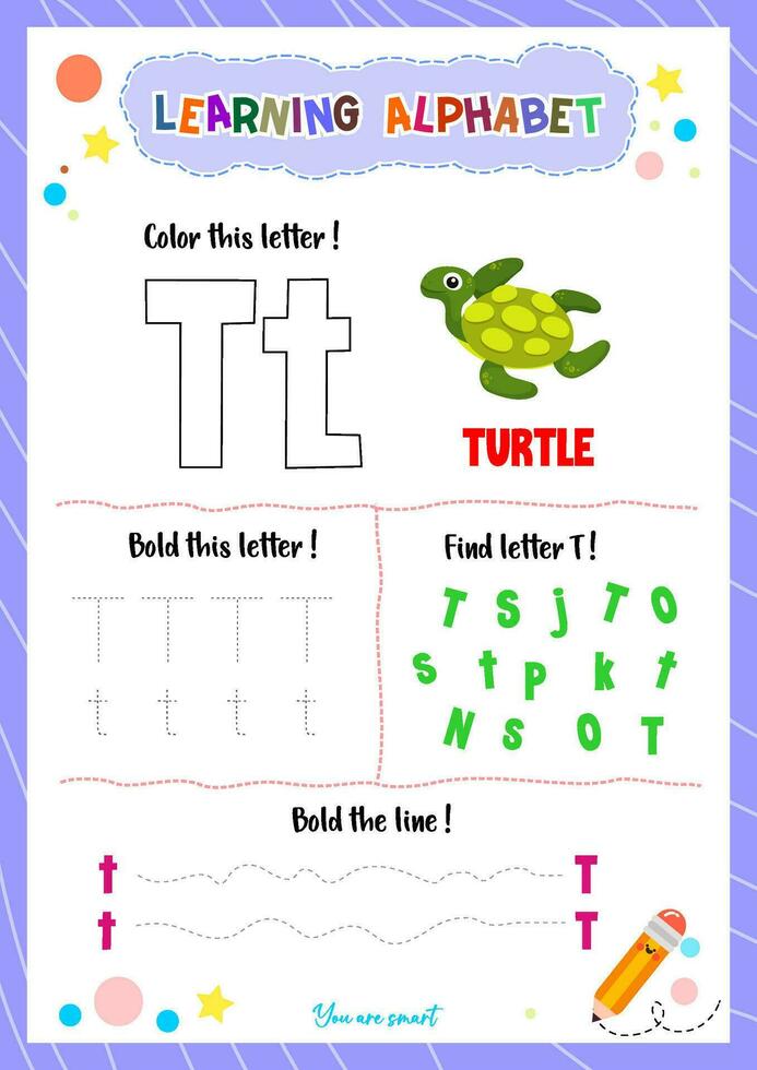 Learning alphabet with tracing finding and coloring letters for kids vector