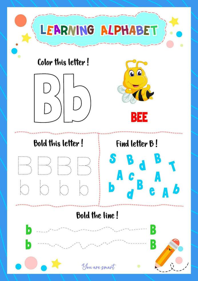 Learning alphabet with tracing finding and coloring letters for kids vector