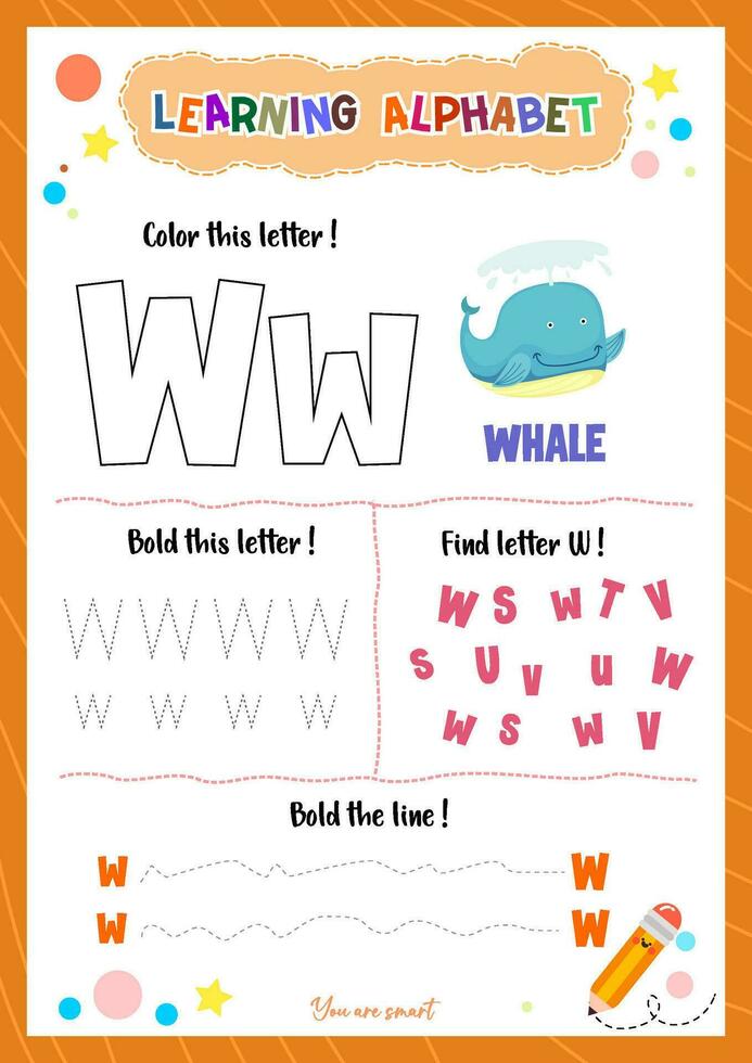 aprendizaje alfabeto con rastreo hallazgo y colorante letras para niños vector