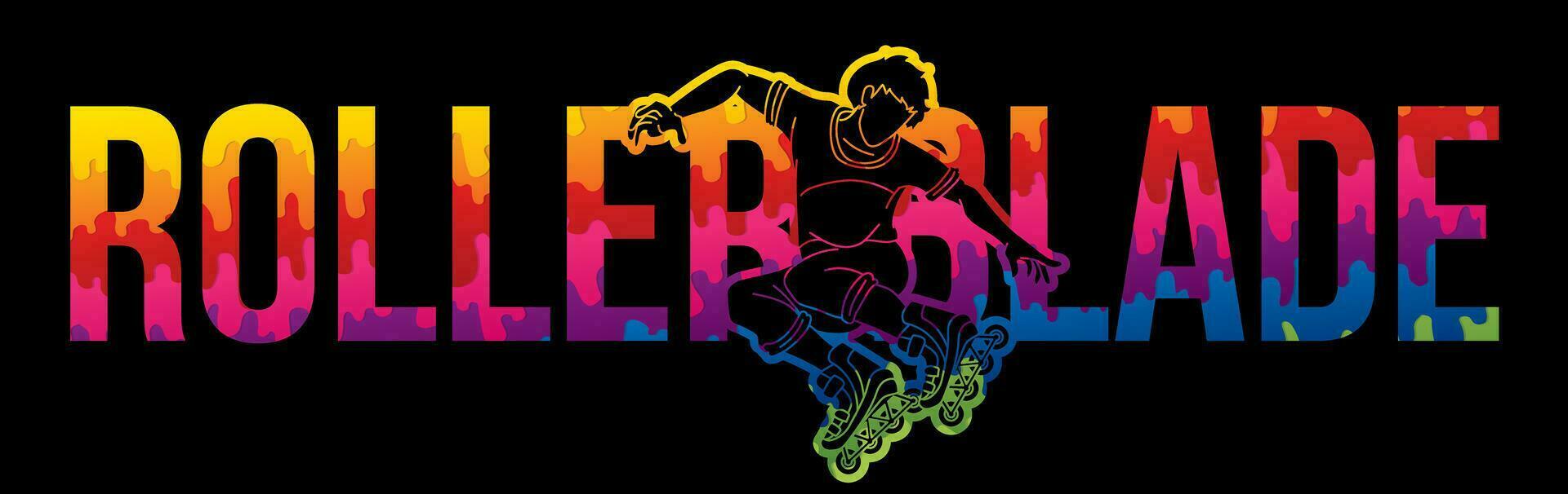 Rollerblade Player with Text Graffiti Extreme Sport vector