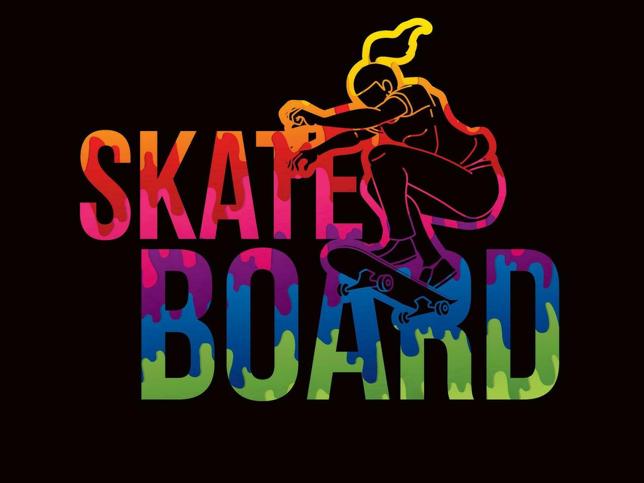 Skateboarder with Text Designed vector