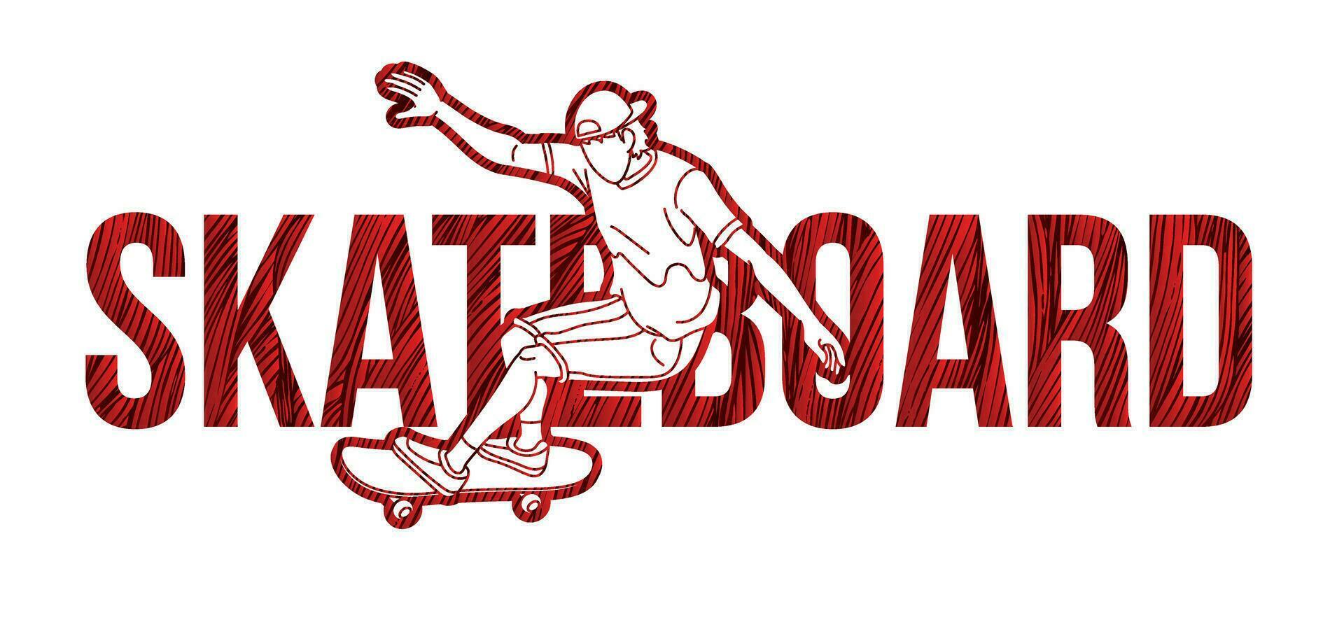 Silhouette Skateboard Text Designed with Male Player vector