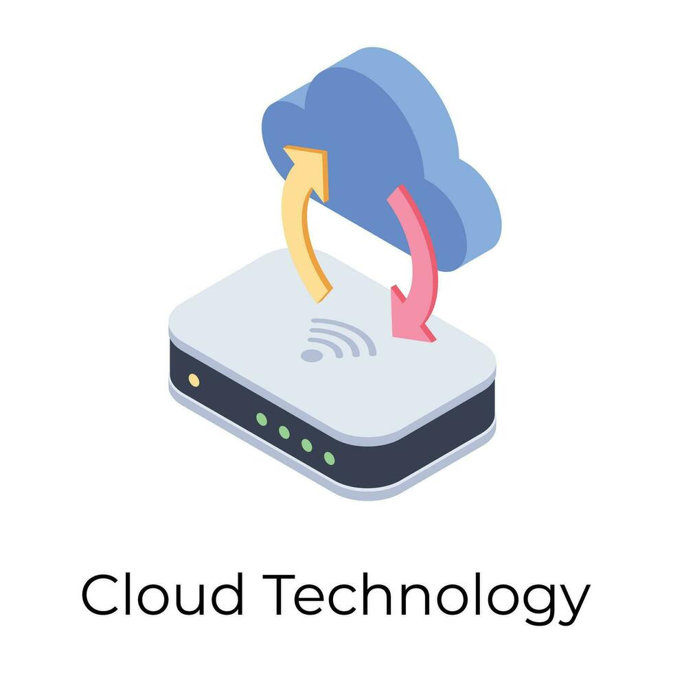 Cloud technology icon in isometric design. vector
