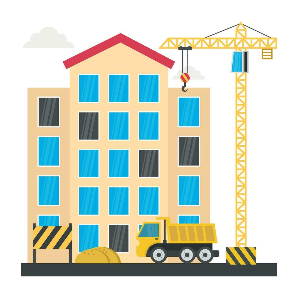 A scaffolding building which is in construction, commercial construction vector