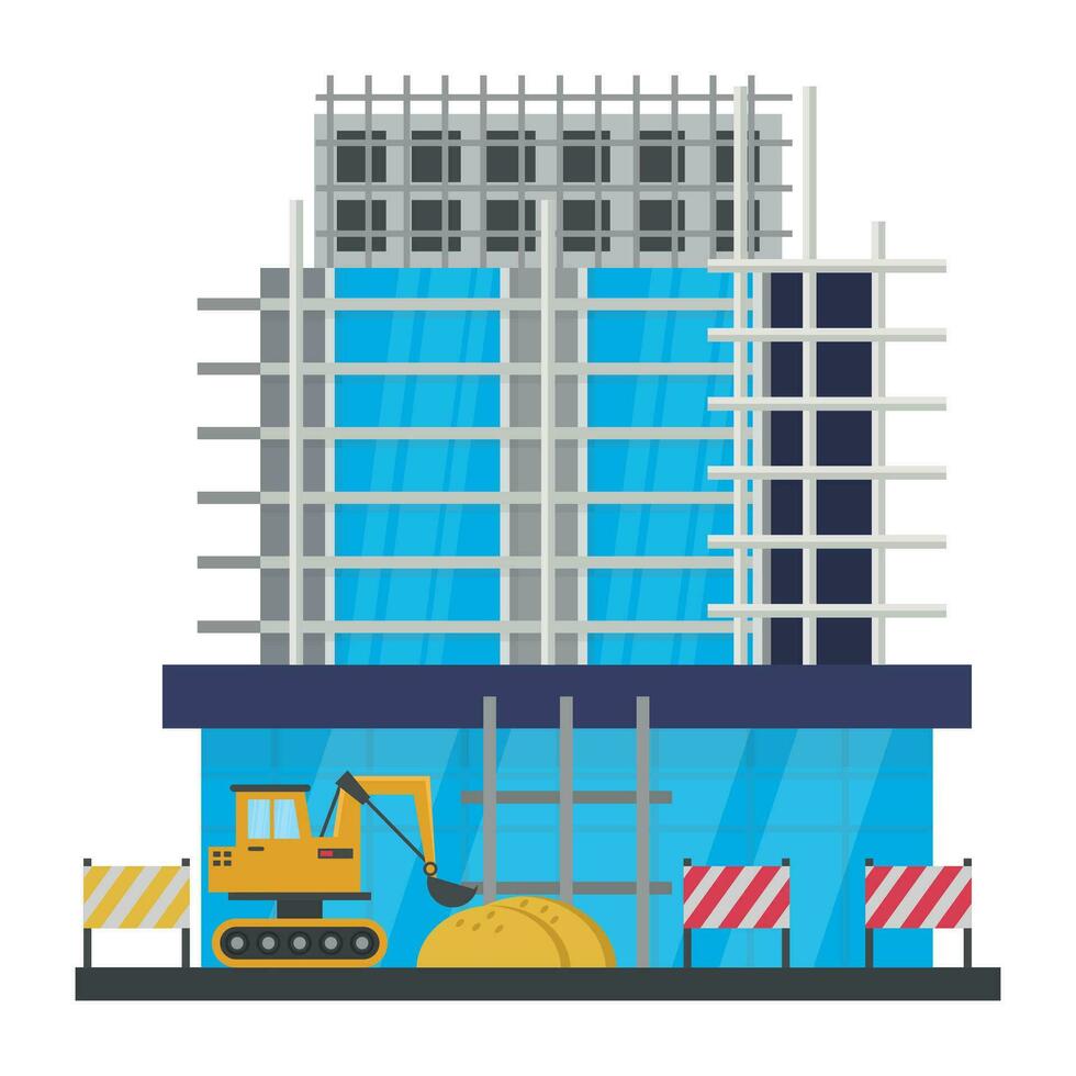 A scaffolding building which is in construction, commercial construction vector