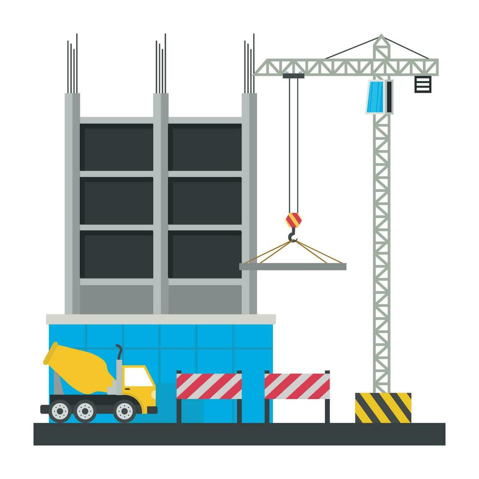 A scaffolding building which is in construction, commercial construction vector