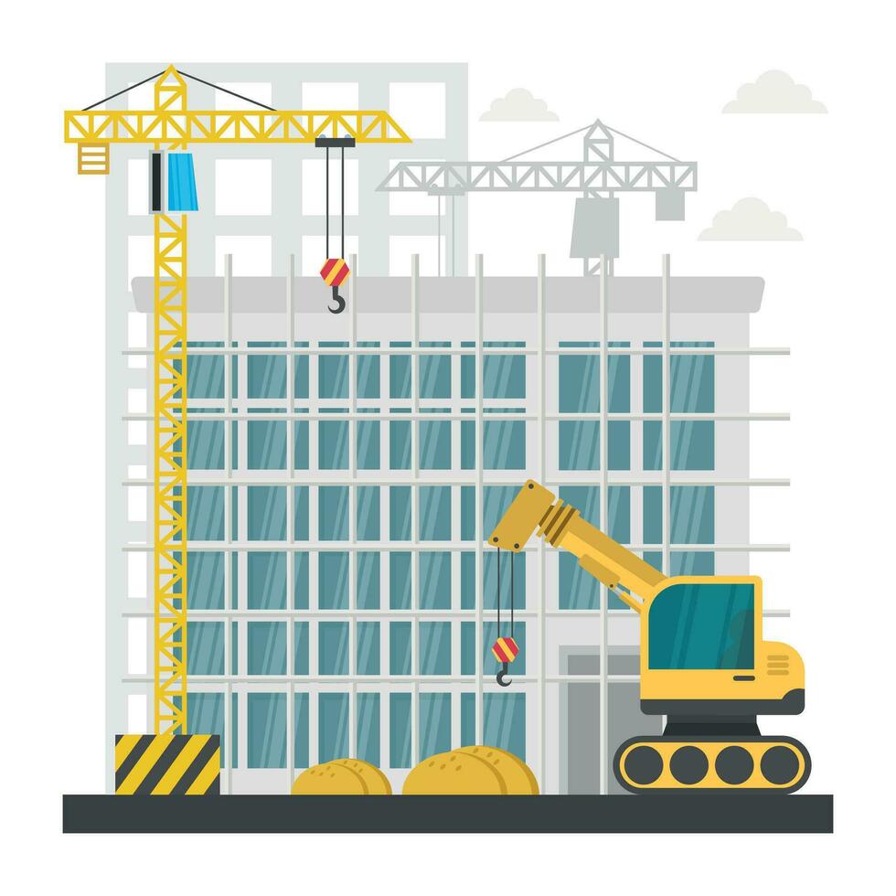 A scaffolding building which is in construction, commercial construction vector