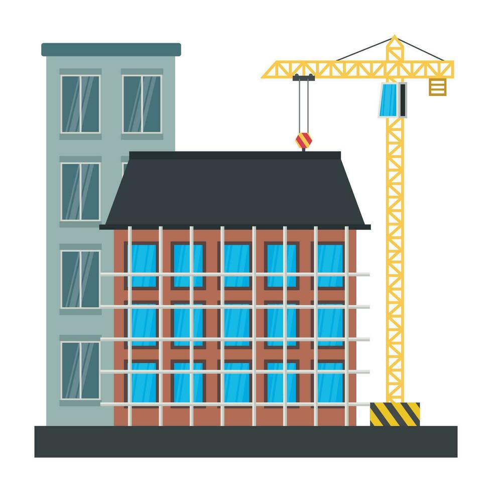 A scaffolding building which is in construction, commercial construction vector