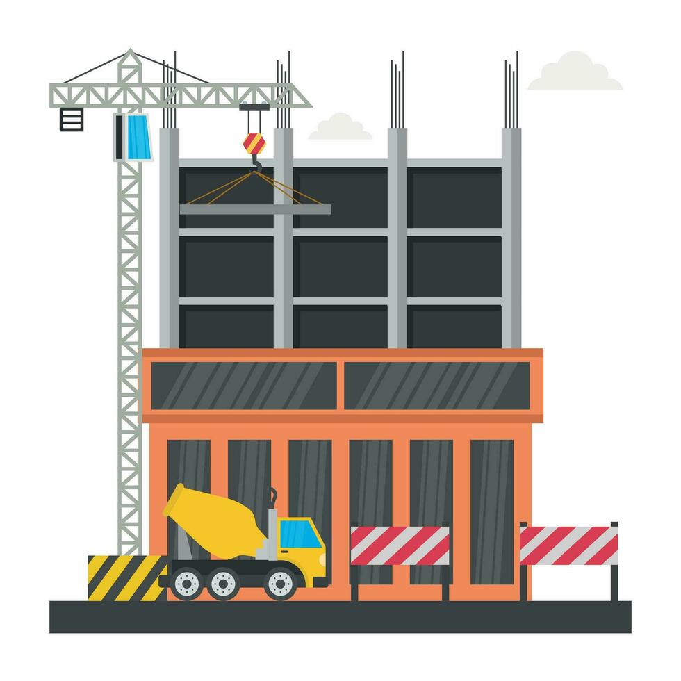 A scaffolding building which is in construction, commercial construction vector