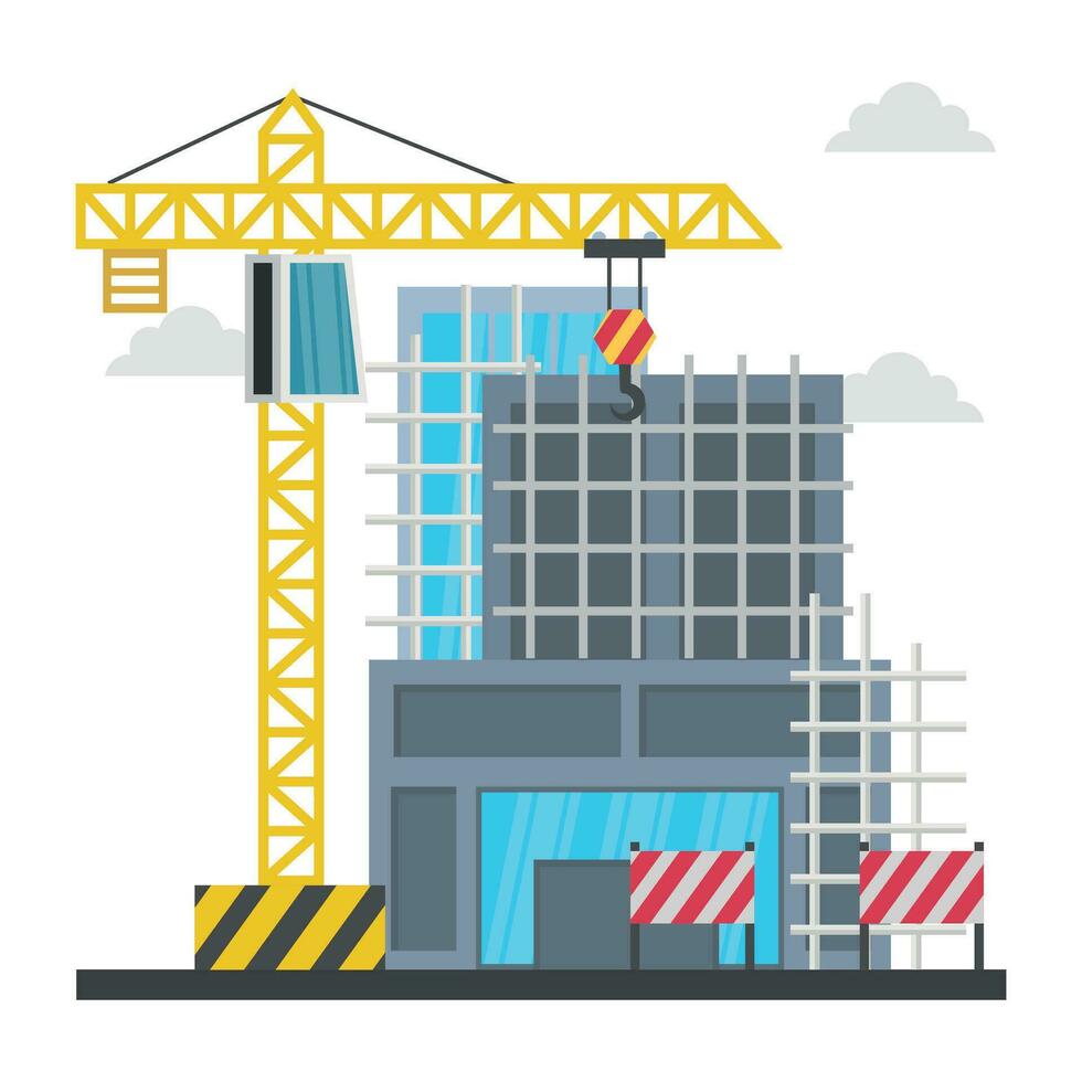 A scaffolding building which is in construction, commercial construction vector