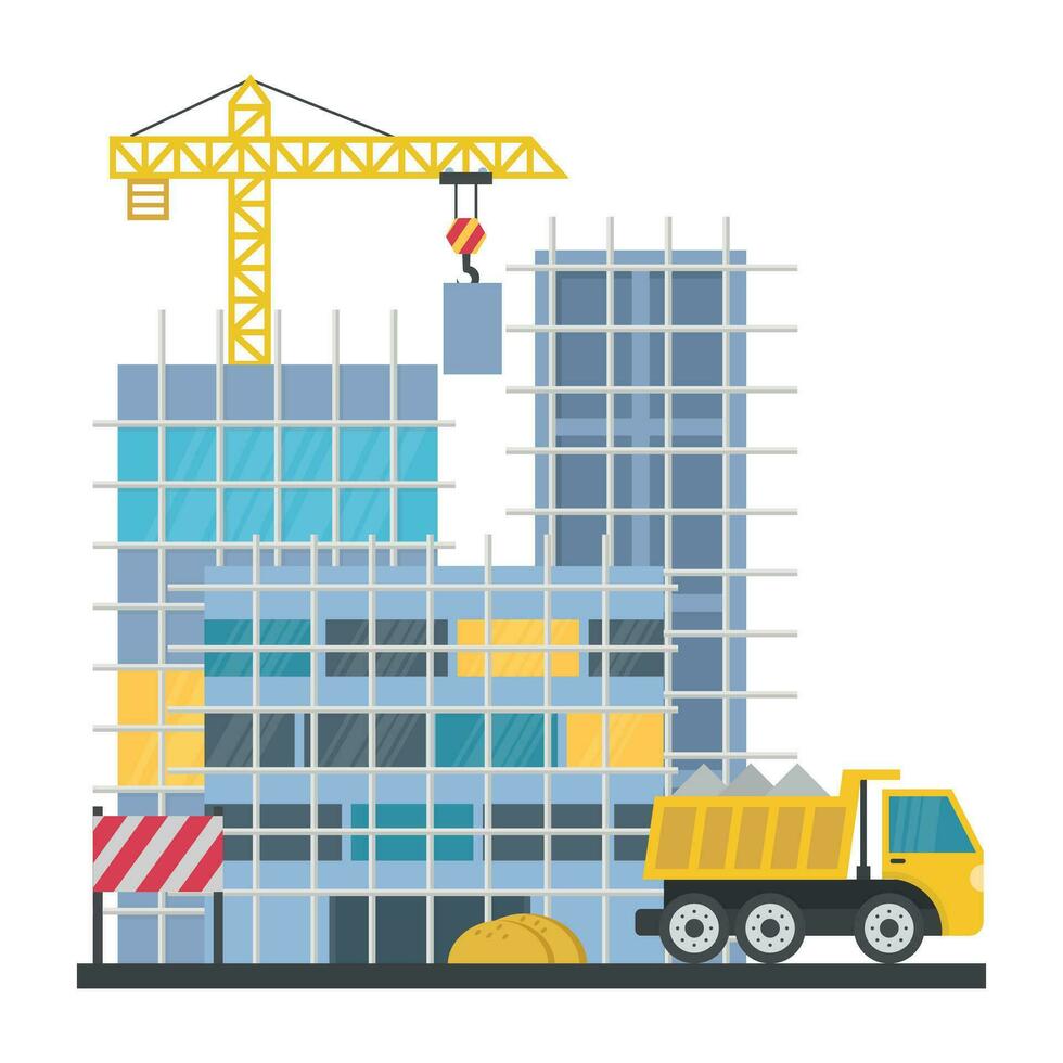 A scaffolding building which is in construction, commercial construction vector