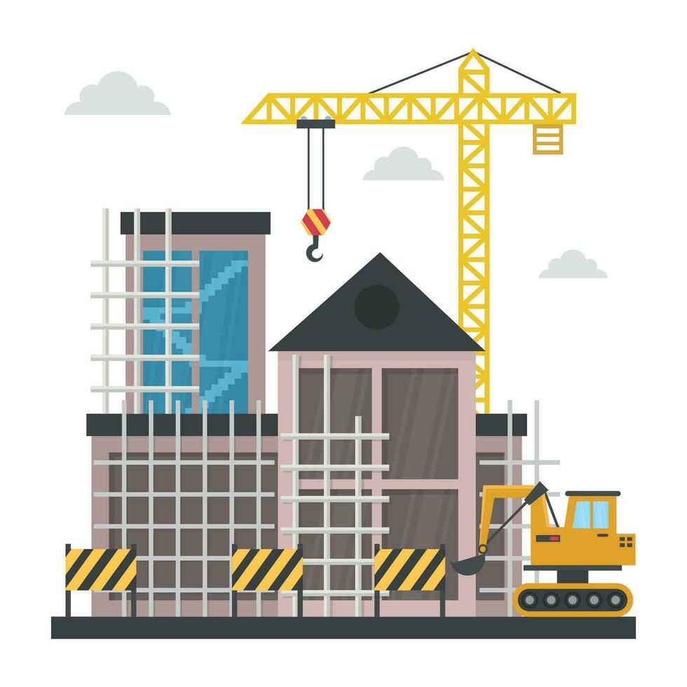 A scaffolding building which is in construction, commercial construction vector