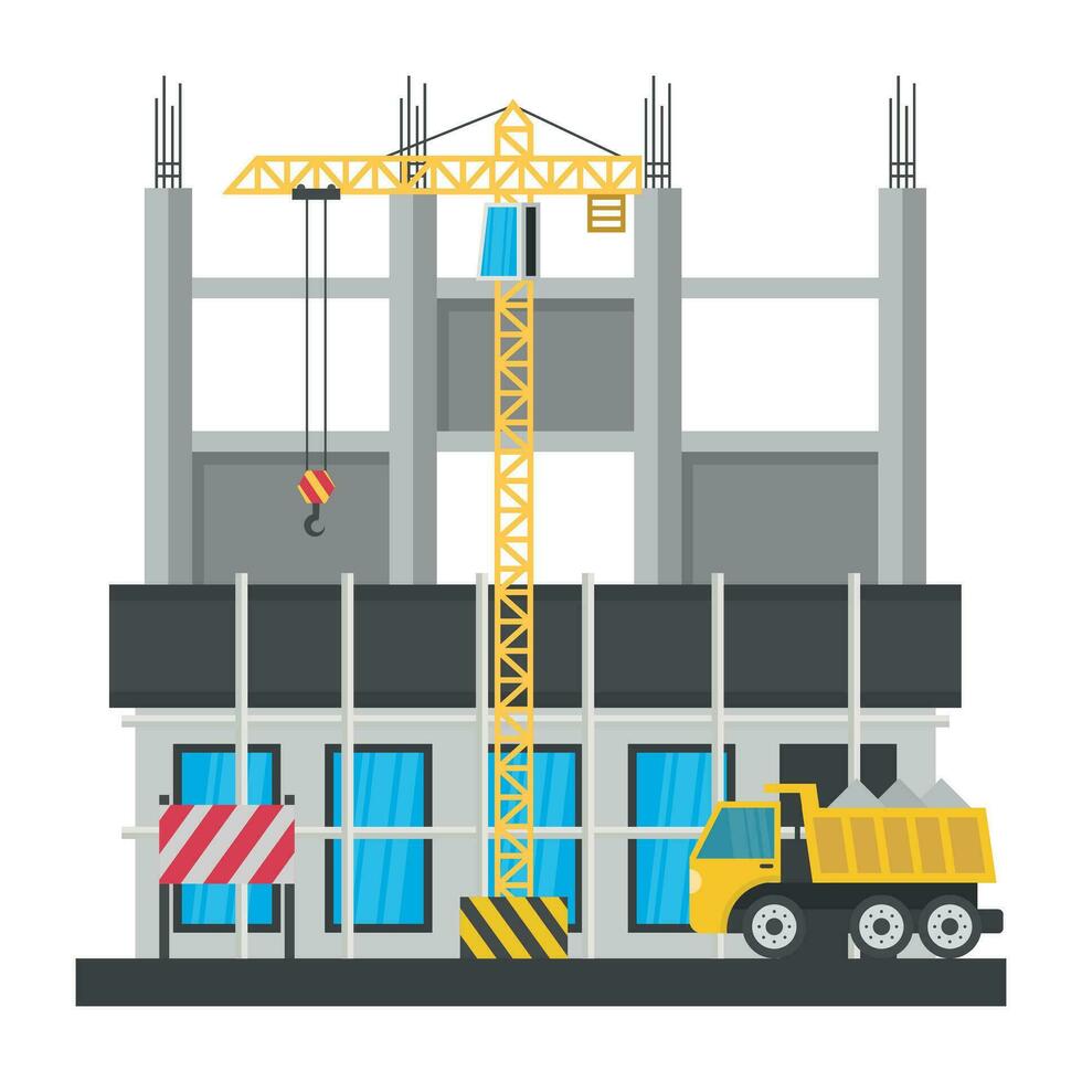 A scaffolding building which is in construction, commercial construction vector