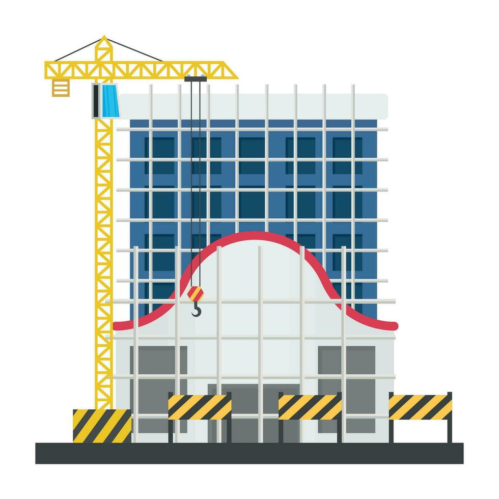 A scaffolding building which is in construction, commercial construction vector