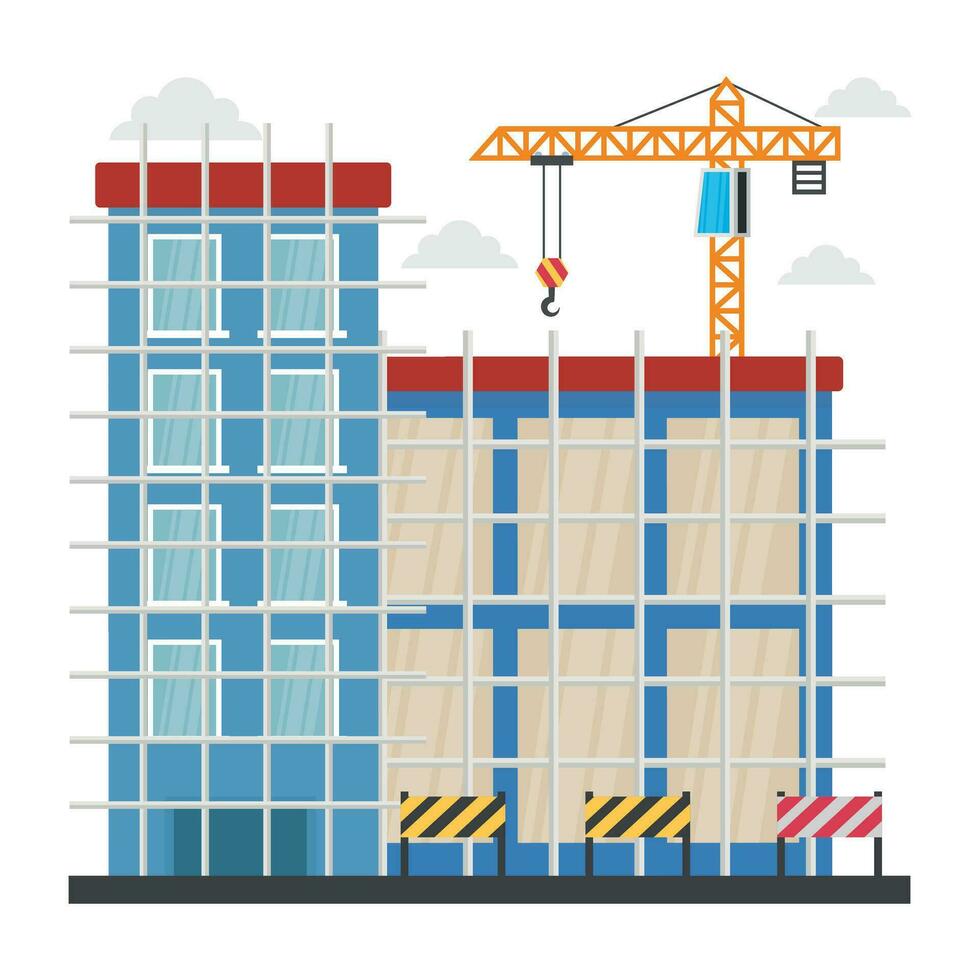 A scaffolding building which is in construction, commercial construction vector