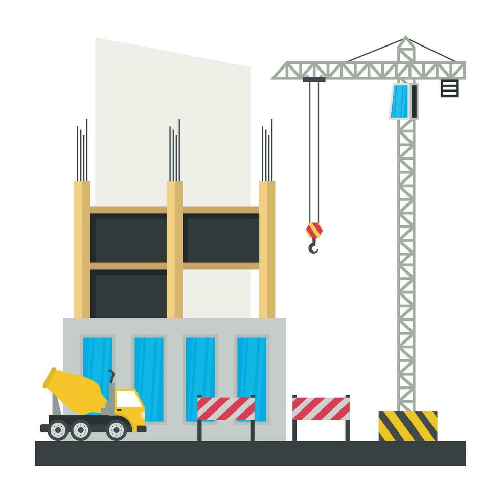 A scaffolding building which is in construction, commercial construction vector