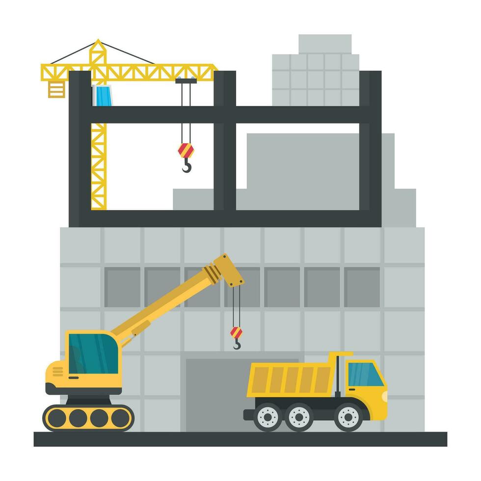 A scaffolding building which is in construction, commercial construction vector