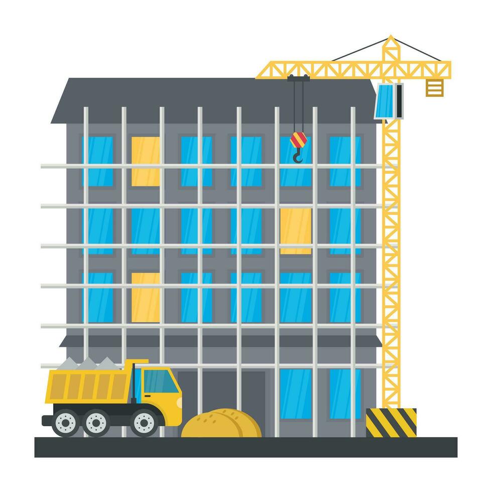 A scaffolding building which is in construction, commercial construction vector