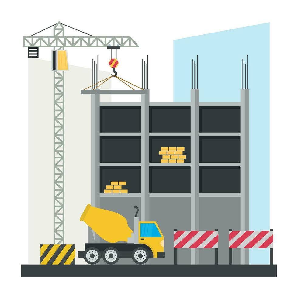 A scaffolding building which is in construction, commercial construction vector