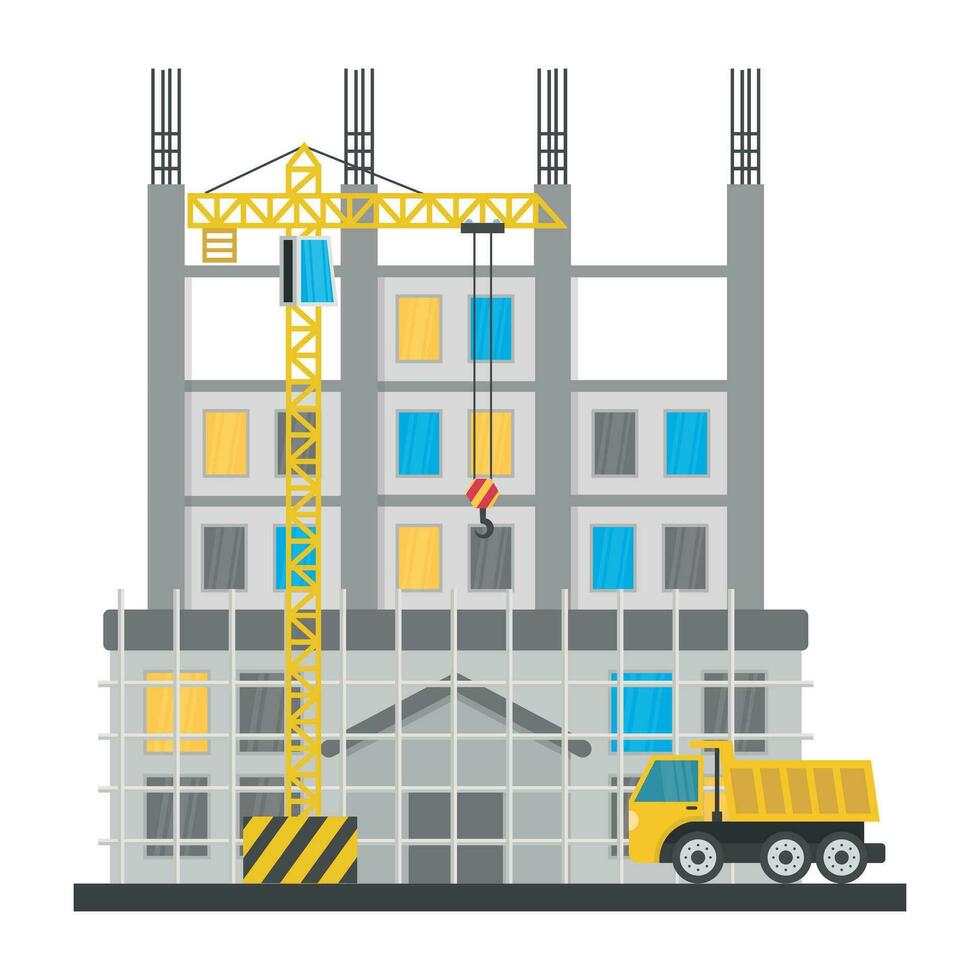 A scaffolding building which is in construction, commercial construction vector