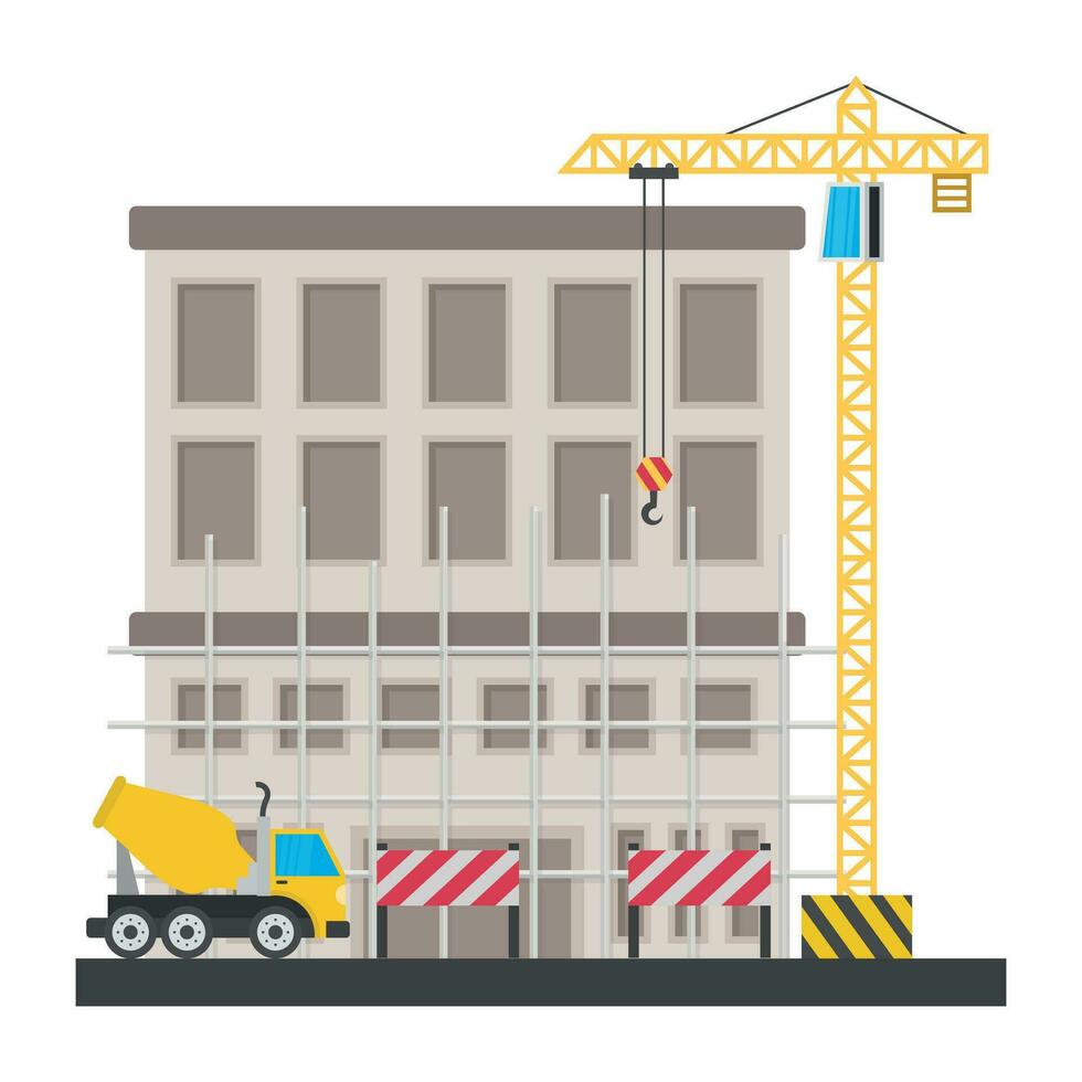 A scaffolding building which is in construction, commercial construction vector