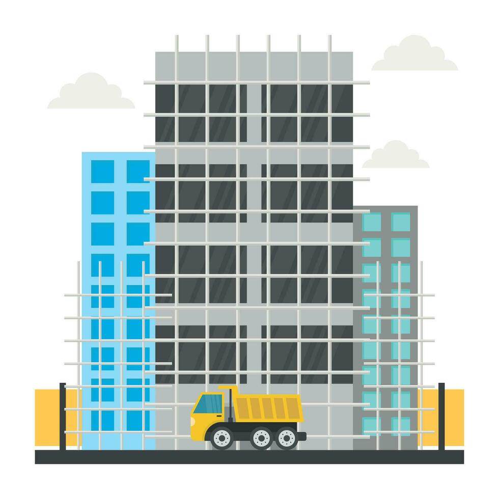 A scaffolding building which is in construction, commercial construction vector