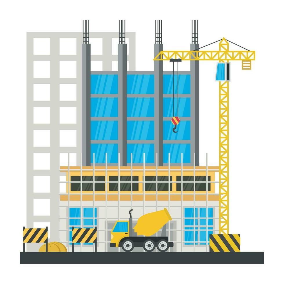 A scaffolding building which is in construction, commercial construction vector